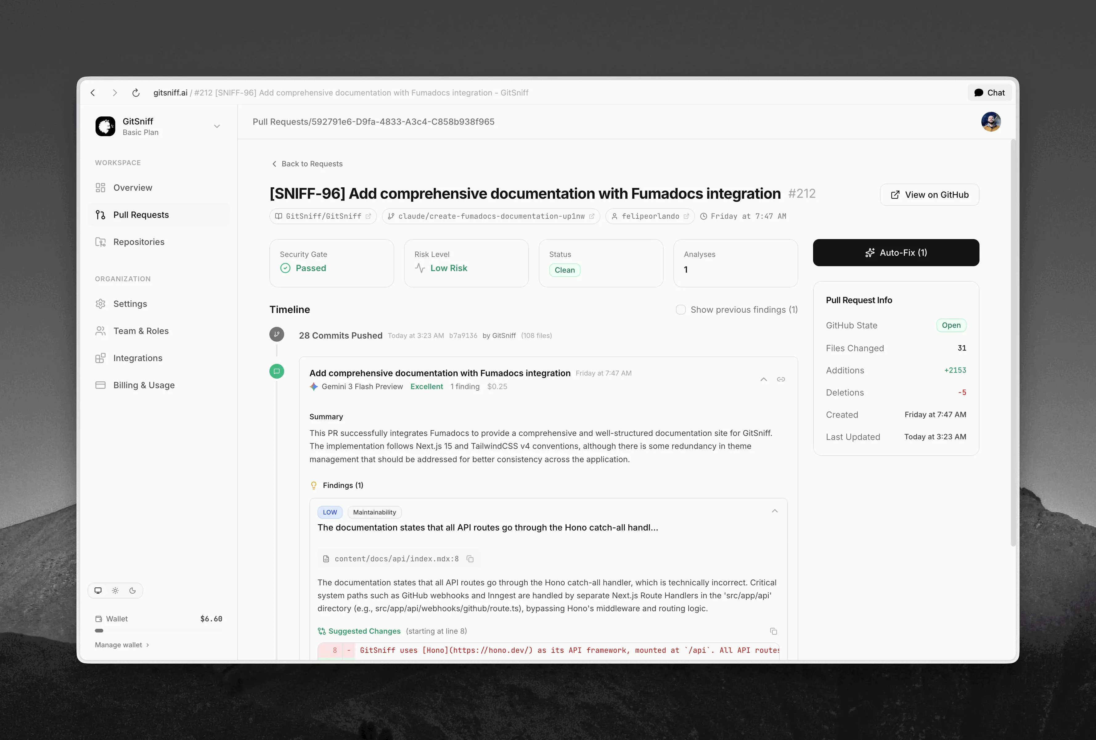GitSniff PR Review Demo