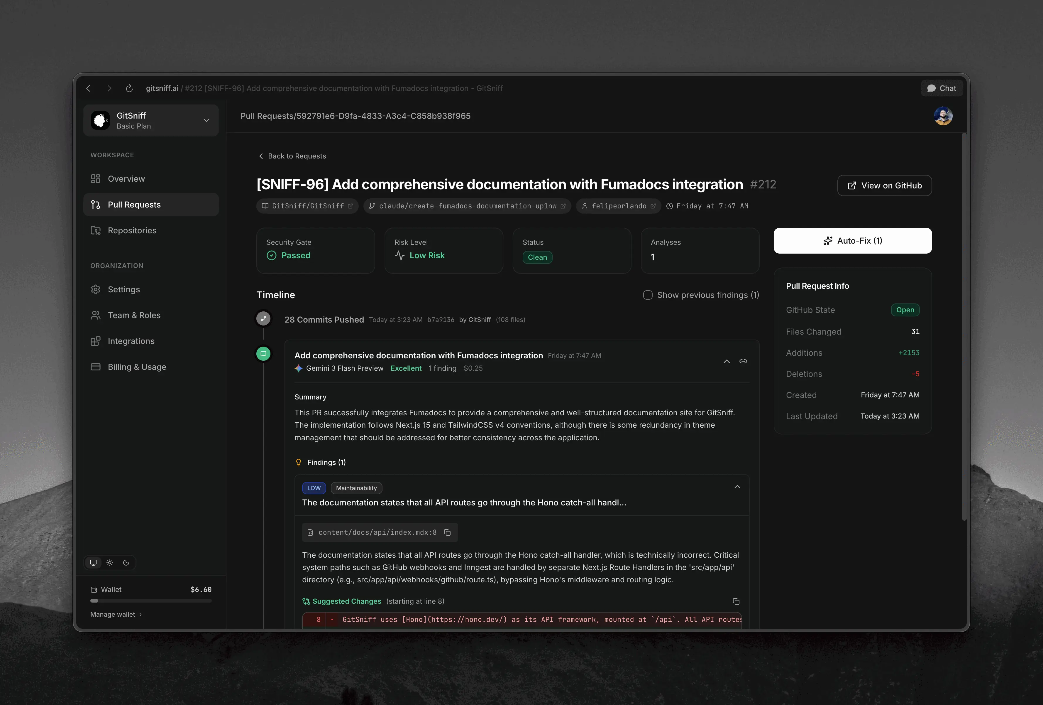 GitSniff PR Review Demo
